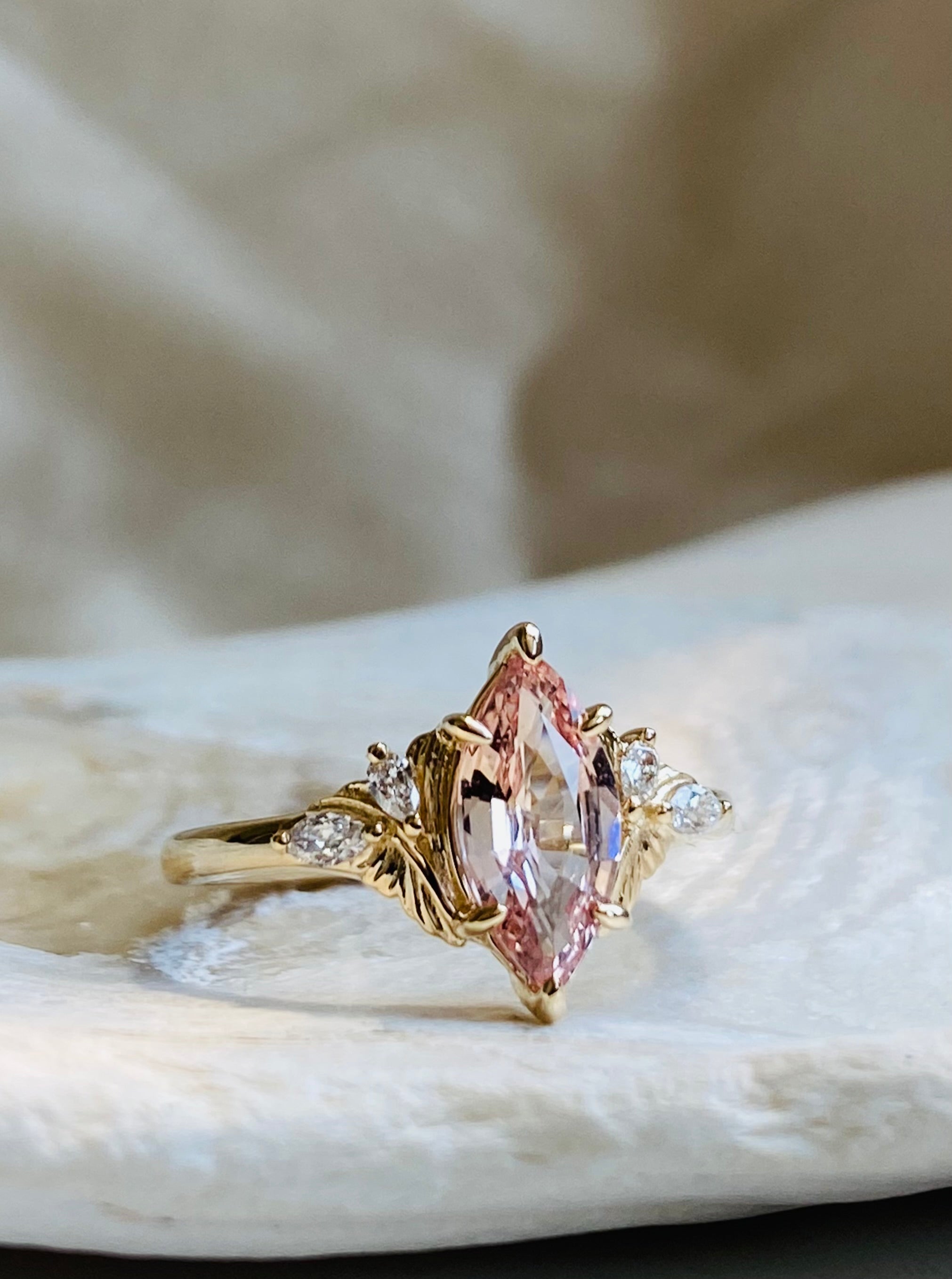 Fiore Betta Floral Pink Sapphire Marquise Engagement Ring