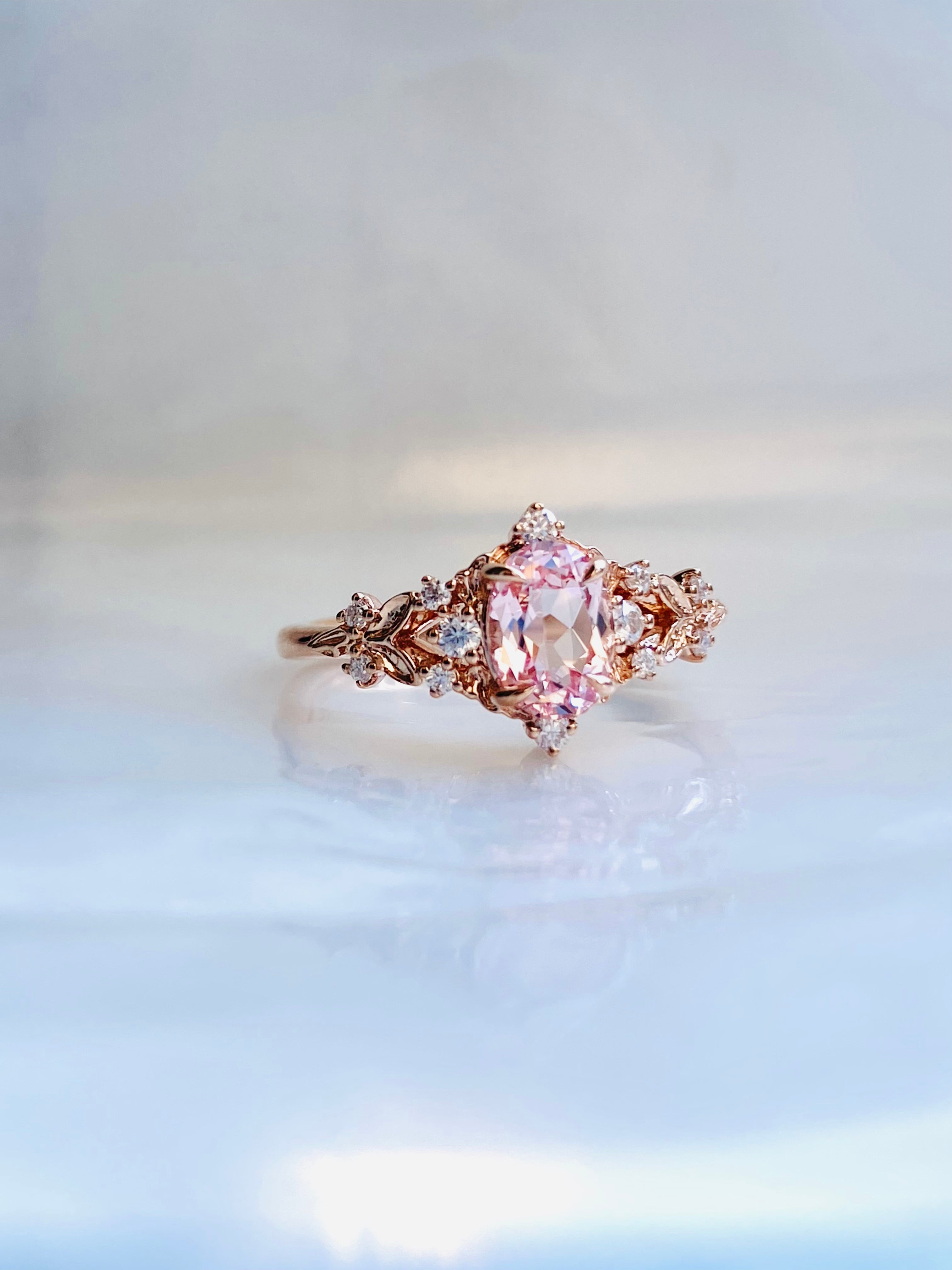 pink sapphire ring diamonds rose gold engagement ring