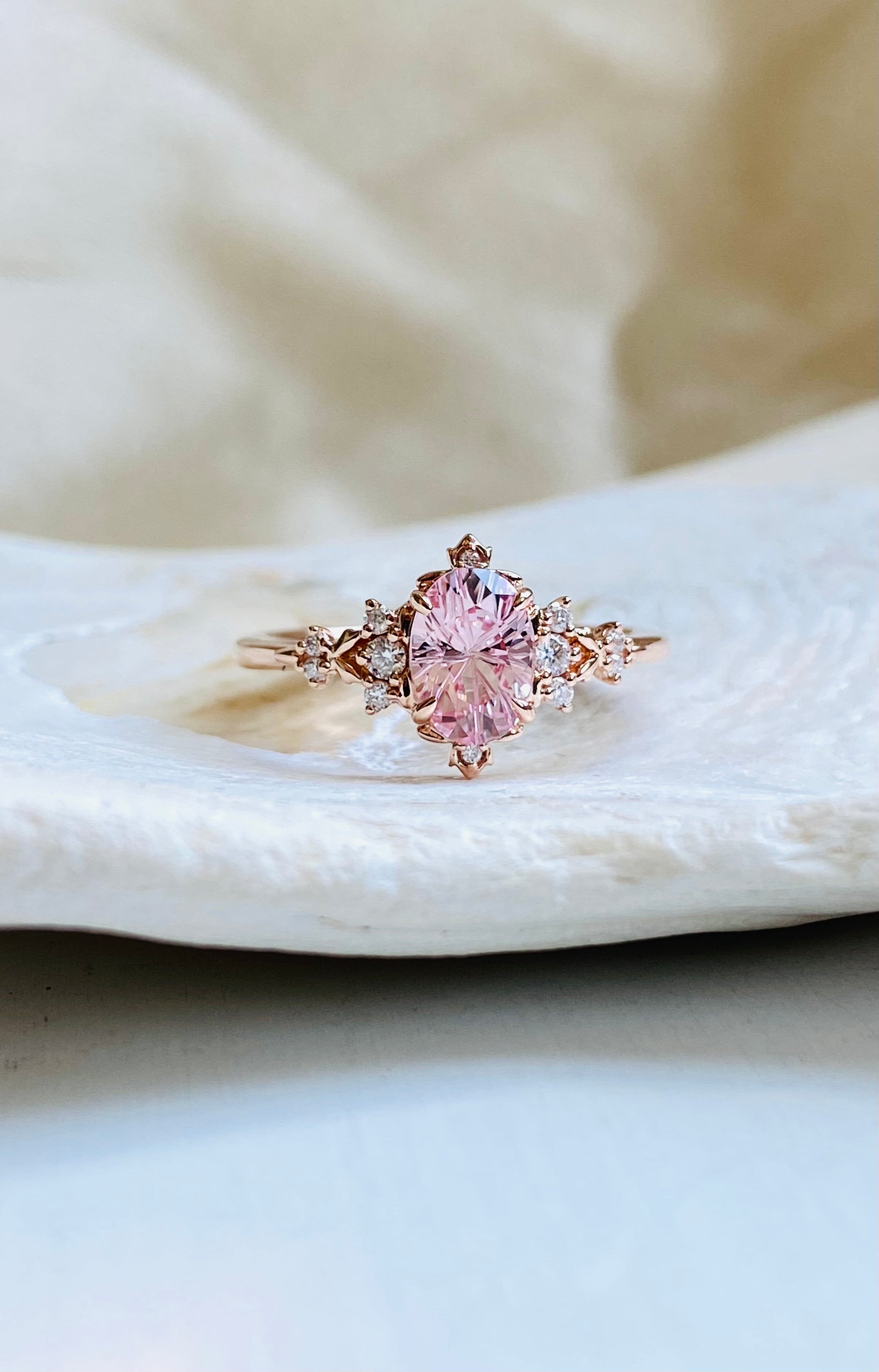 pink sapphire dress ring Large pink sapphire diamond statement ring, Sapphire Cocktail Ring gold Lilo Diamonds