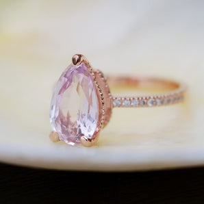 Pink Sapphire Pear Blake Ring
