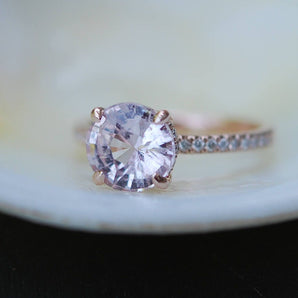 Lavender Sapphire Round Blake Engagement Ring Diamond Pave Setting
