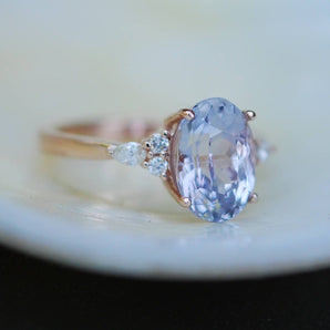 lavender sapphire ring, natural sapphire diamond engagement ring