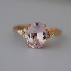 oval light pink sapphire engagement ring