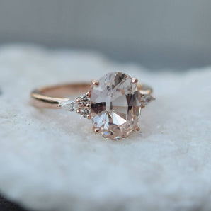 oval champagne sapphire and diamonds ring in rose gold