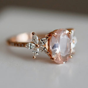 Peach Sapphire Trillium Ring
