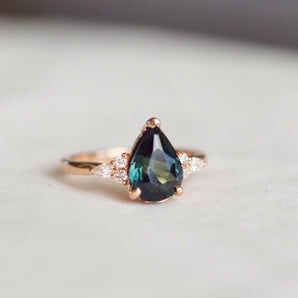 Peacock Sapphire Ring, Campari