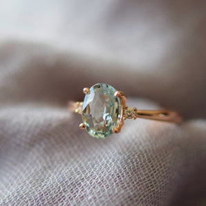 3 Stone Mint Sapphire Ring