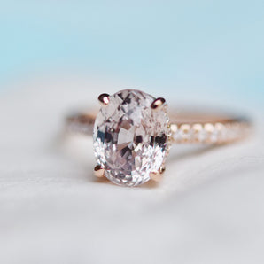 Lilac Sapphire Oval Blake Engagement Ring Diamond Pave Setting