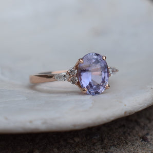 natural lavender sapphire ring