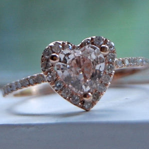 Heart Champagne Sapphire Halo Ring