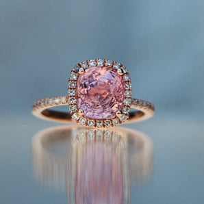 Cushion Pink Sapphire Halo Ring