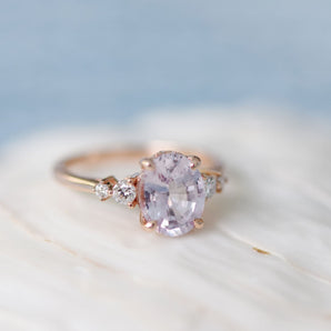 Lavender Peach Sapphire Engagement Ring