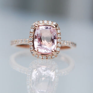 Cushion Light Rosé Sapphire Halo Ring