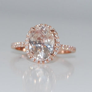 Oval Champagne Sapphire Halo Ring