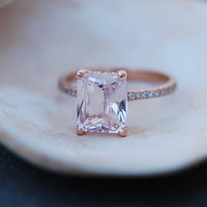 Rose Sapphire Emerald Cut Blake Engagement Rina Diamond Pave Setting