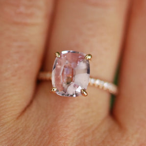 Pink Sapphire Oval Engagement Ring Diamond Pave Settings