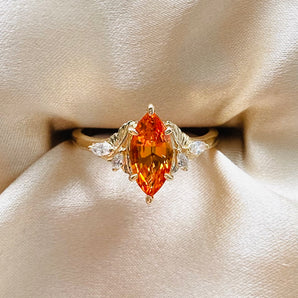 Fiore Betta Orange Sapphire Marquise Engagement Ring