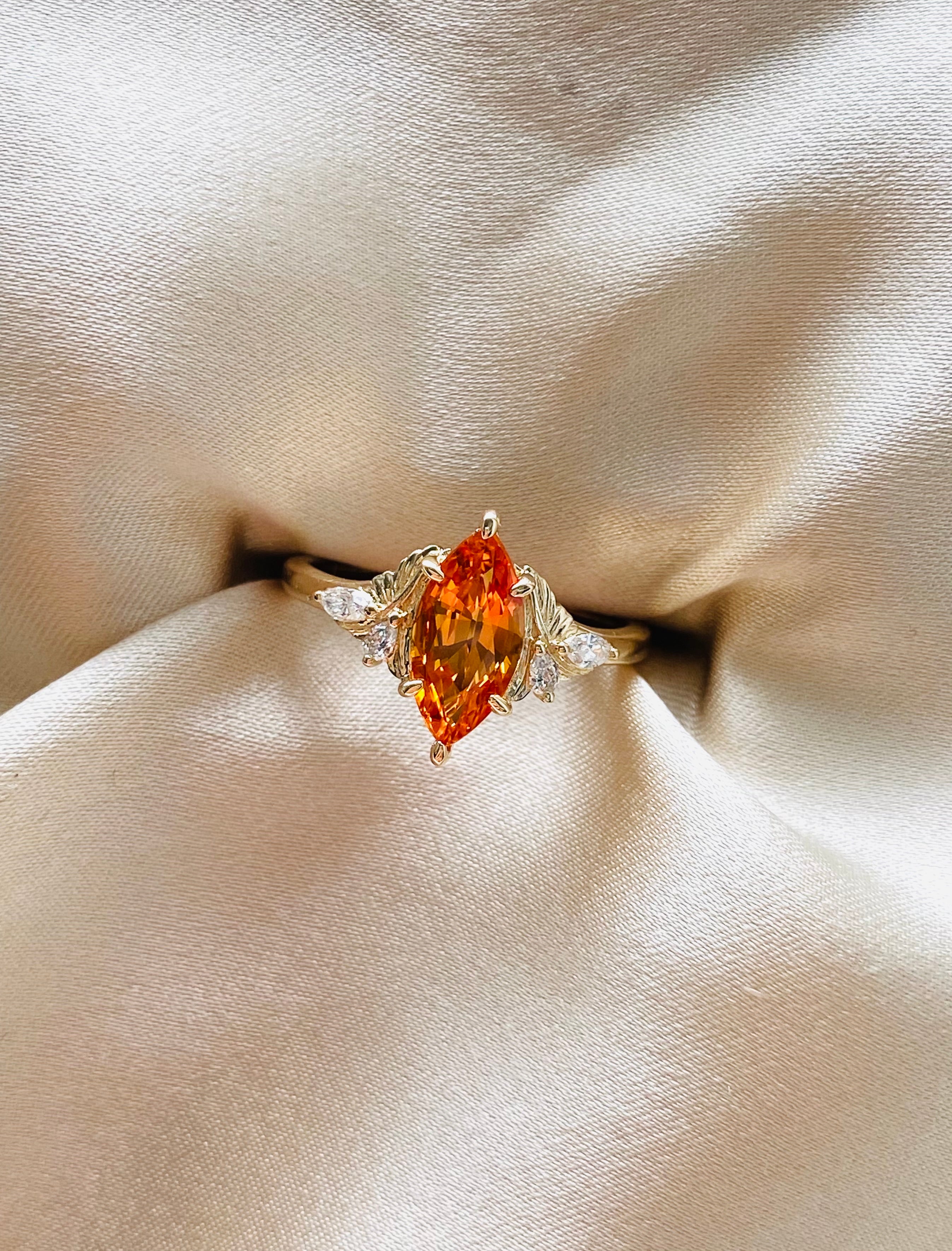Fiore Betta Orange Sapphire Marquise Engagement Ring