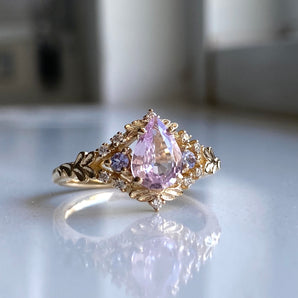 Leila Pink Sapphire Engagement Ring 14 gold, diamonds