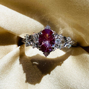 Greta Lab Alexandrite ring 14k white gold, diamonds