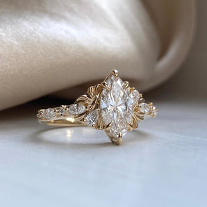 Fiore Alfa Floral Lab Grown Diamond Marquise Engagement Ring