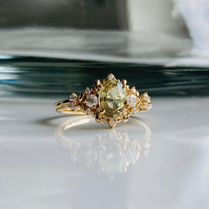 Adira Olive green sapphire engagement ring