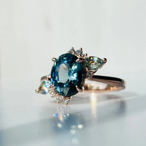 Mint Blue Green sapphire ring