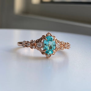 Paraiba Tourmaline Arwen ring in rose gold