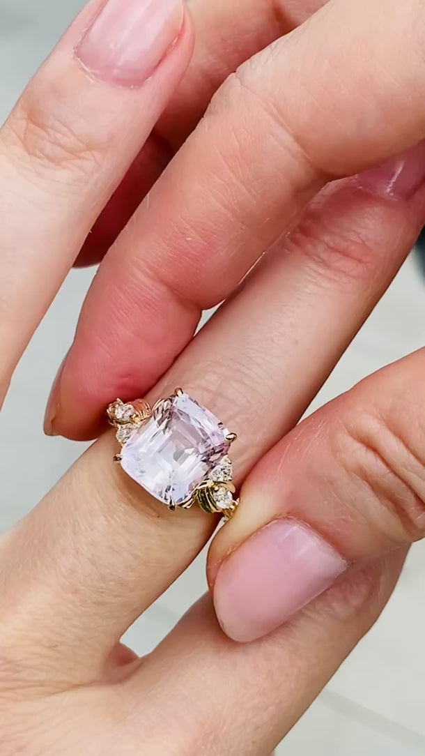 Elegant pastel pink sapphire engagement ring in solid 14K gold by EidelPrecious