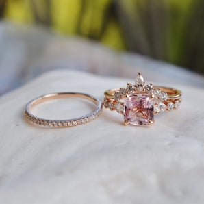 Radiant cut Peach Sapphire Godivah Ring